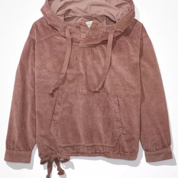 American Eagle Oversized Corduroy Hoodie, NWT, Soft & Cozy, Relaxed - Picture 1 of 13